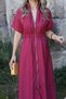 Burgundy Zippered Dress - 5