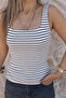 White Striped Thick Strap Tank Top - 3