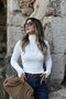 White turtleneck standard size pullover with drop sleeves - 3