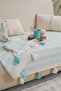 Liva Pompom Mint Sofa Cover 115 X 200 cm Sofa Divan Sofa Bed Armchair Cover Shawl with Tassels