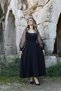 Black Sleeves Organza Cup Belt Dress - 2