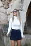 Navy Blue Belt Detail Shorts Skirt - 2