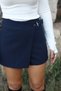 Navy Blue Belt Detail Shorts Skirt