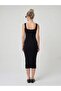 Premium Fit Square Neck Corded Fabric Knitwear Midi Dress - 3