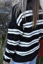 Anthracite Standard Size Crew Neck Striped Sweater - 4
