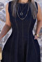 Navy blue sleeveless jean dress with back zipper and belt - 4