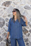 Blue Short Sleeve Shirt Denim Set - 2