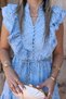 Blue Ruffle Front Zero Sleeve Fisto Dress - 3