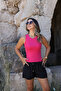 Fuchsia halter neck long crop - 3