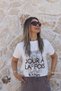 Coffee-ecru print and embroidery detailed t-shirt