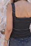 Black Striped Thick Strap Tank Top - 3