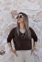 Coffee V Detail Blouse