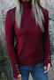 Burgundy fisherman neck standard size sleeve drop sweater - 5