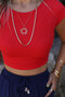 Red Modal Basic Crop Top - 3
