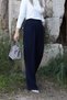 Navy Blue Back Pocket Detail Palazzo