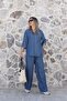 Blue Short Sleeve Shirt Denim Set