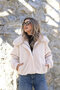 Ecru standard size lined plush jacket with fur collar - 4