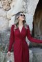 Burgundy Glitter Knot Detail Dress - 3