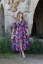Purple colored bat sleeve slit detail dress - 2
