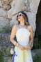 Yellow Neck Tie Back Low-Cut Linen Dress - 4