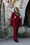 Burgundy single pleated crepe palazzo - 4