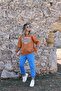 Blue Raised Tracksuit Made of Three Thread - Elastic Legs - 2