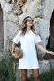 Ecru Polo Neck Short Sleeve Dress - 3