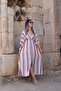 White-Orange Bat Sleeve Slit Detail Dress