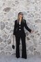 Black pleated double button blazer set