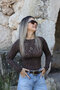 Brown Leopard Print Cashmere Blouse - 2