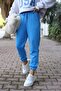 Blue Raised Tracksuit Made of Three Thread - Elastic Legs