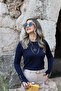 Navy Blue Standard Size Sleeve Drop Sweater - 3