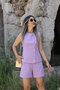 Lilac Linen Star Buttoned Vest Shorts Set - 2