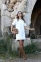 Ecru Polo Neck Short Sleeve Dress