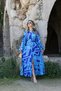 Purple Blue Pattern Belted Dress - 2