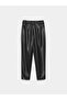 72226 Belted High Waist Faux Leather Trousers-Black - 5