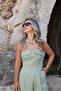 Khaki Strapless Zipper Detail Jumpsuit - 4