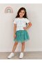 Girl's Turquoise 2-Piece Heart Tulle Lined Skirt Top and Bottom Set