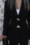 Black pleated double button blazer set - 4