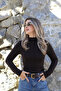 Bitter brown Mock Neck long sleeve blouse - 2