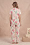 Shirt Collar, Front Buttoned, Short Sleeve, Printed Maternity and Postpartum Pajama Set - 2