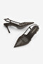 Women's Stiletto Pointed Toe Back Strap Ribbon Detailed Mesh Classic Heeled Shoes Sivon Brown - 7