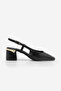 Women's Thick Heel Open Back Classic Heeled Shoes Likay Black