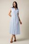 Women's Dress Linen Summer Dress Long Midi Dress Blue Zero Sleeve Casual Shirt Dress Chic