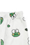 Unisex Ecru Green Frog Patterned Double Breasted Collar Pajama Set - 7