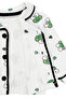 Unisex Ecru Green Frog Patterned Double Breasted Collar Pajama Set - 5