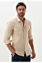 Slim Fit Linen Cotton Beige Summer Shirt - 3