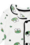 Unisex Ecru Green Frog Patterned Double Breasted Collar Pajama Set - 4
