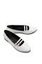 Women's oval toe double buckle ballet flats - white