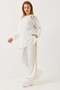 Women's Crew Neck Rose Detailed Model Suit White